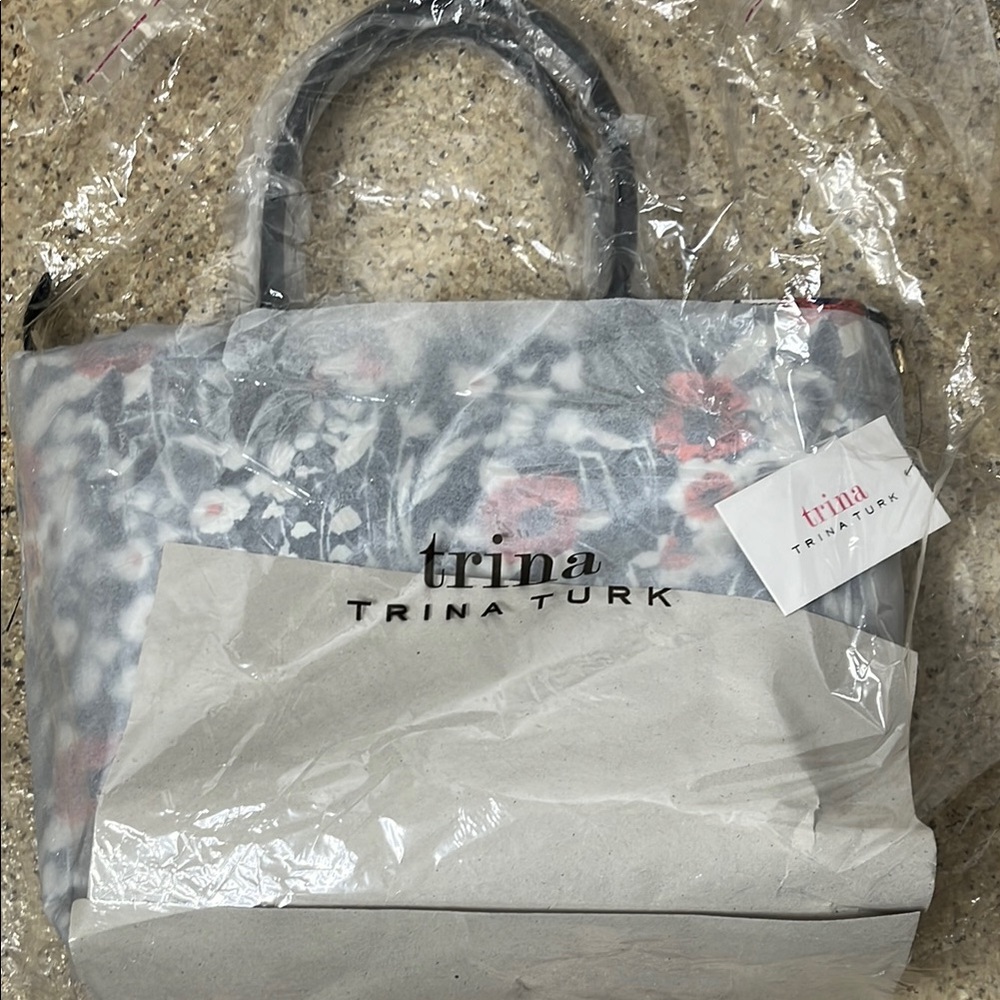 Trina Turk Floral Women's Tote Bag Large 18” x 13” Jardin De Paris - Picture 5 of 12